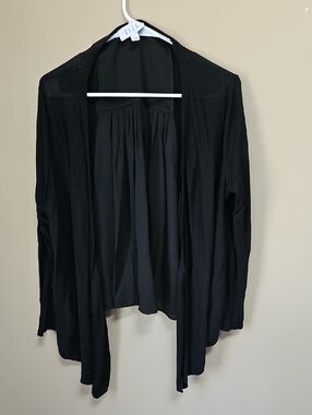 ELLE Black Open-Front Waterfall Cardigan